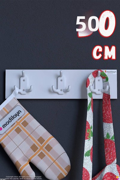 Modilayn Ari 9-Hook Kitchen Hanger Set of 3 (46.4X9.6 cm) - Stylish Design, M...