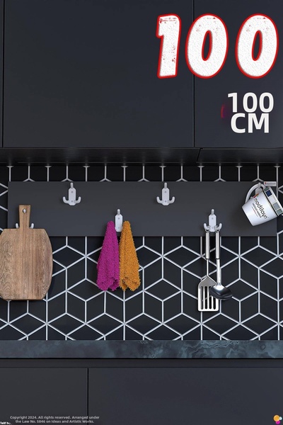 Modilayn Geyi̇k 18-Hook Kitchen Hanger Set of 3 (86.4X9.6 cm) - Stylish Desig...