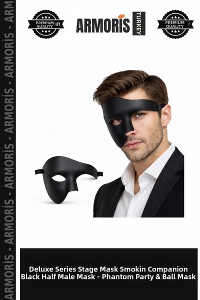 Armoris قناع نصف وجه أسود للرجال من سلسلة ديلوكس سيريز سينما توكس سموكن جلدين...