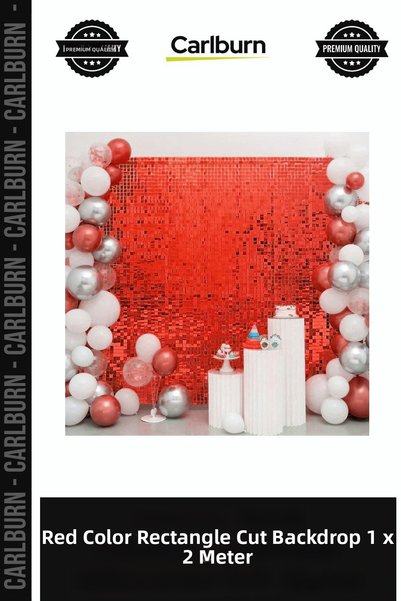 Carlburn Red Color Rectangular Cutout Background Curtain 1X2 Meters Wedding D...