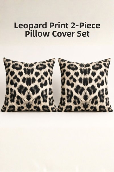Elegancembroidery Set de 2 huse-uri de pernă pentru canapea cu model de leopa...