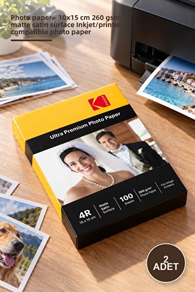 Yenilig 2 pieces of photo paper - 10x15 cm 260 gr matte satin surface inkjet/...
