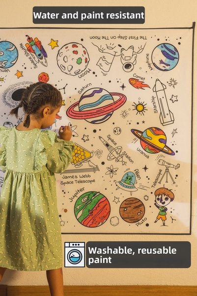 Glarus Space Theme Machine Washable Reusable Painting Cover Play Mat Waterpro...
