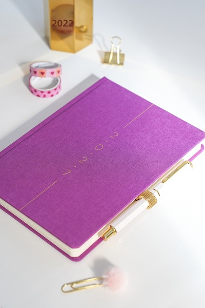 Matt Notebook 2027 Έτος Α5 Λινό Εβδομαδιαίο Ατζέντα 15x21 εκ. - 12 Μήνες Βιολετί