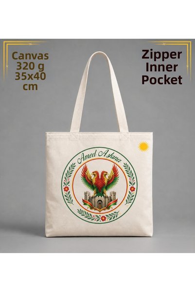 ZERYA Amed Aşkına Surları and Double Headed Eagle Floral Fan Sports Canvas Ba...