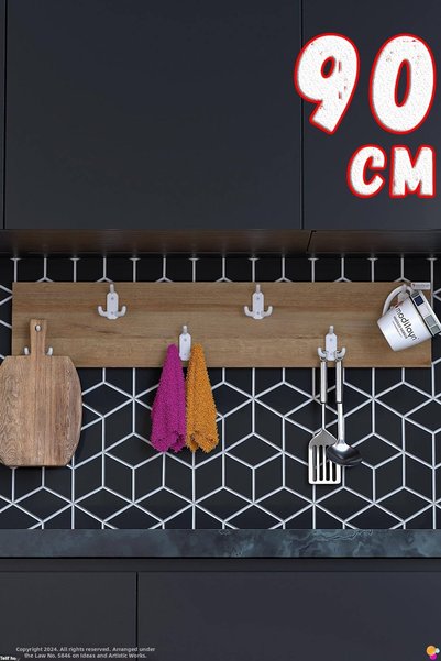 Modilayn Geyi̇k 18-Hook Kitchen Hanger Set of 3 (76.4X9.6 cm) - Stylish Desig...
