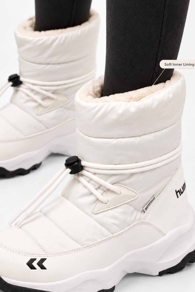 hummel Journey Women's White Waterproof Winter Boots with Furry Inner Lining Outdoor Shoes