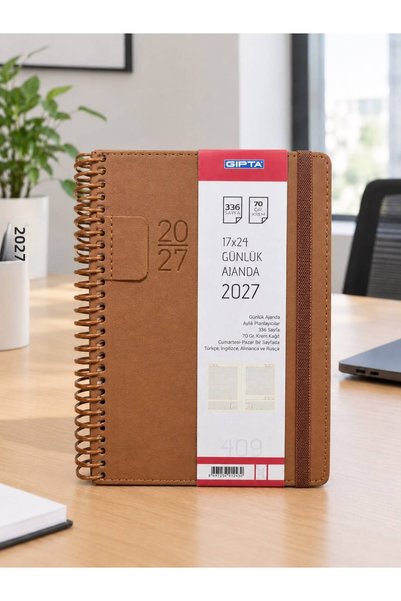 Gıpta 2027 17X24 Daily Agenda Leather Cover Spiral Bound 409-Exk