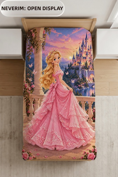 Luvis Store Golden Haired Princess Patterned Single Girl's Duvet Cover Set - Without Sheets