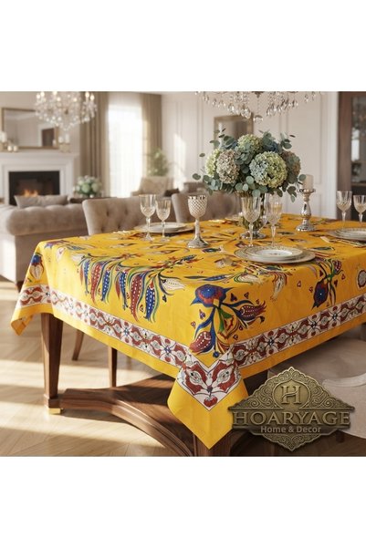 hoaryage Authentic Lilac Patterned 100% Cotton Square Tablecloth & Table Cloth (160X160 cm)