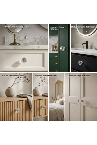 Yc Dekor Oskar Crystal Chrome Button Handle Luxury Country Kitchen Furniture Cabinet Drawer Handle 30 mm Diameter
