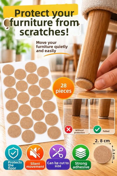 OpenCity 28 bucăți de pâslă adezivă pentru mobilier, 2,8 cm, rotundă, pentru ...