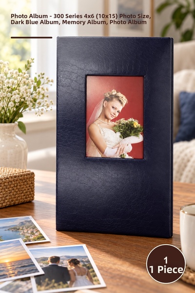 Yenilig 1 piece photo album - 300 capacity 4x6 (10x15) photo size navy blue a...
