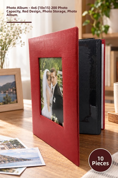 Yenilig 10 pcs photo album - 4x6 (10x15) 200-picture capacity red design, pho...