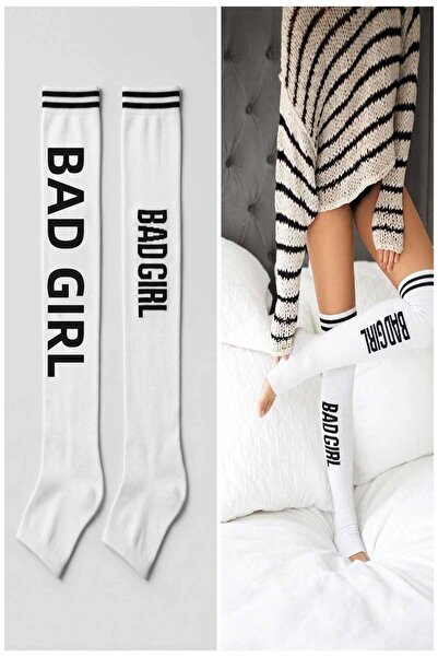 COTENCONCEPT Bad Girl Written Striped Above-Knee Women's Socks