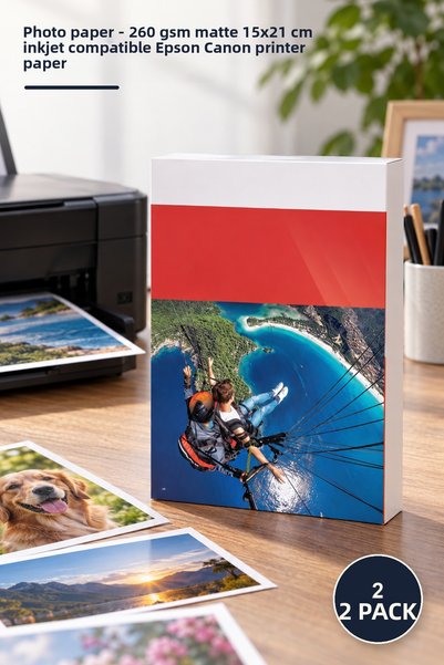 Yenilig 2 bucăți hârtie foto – 260 gr hârtie mată 15X21 CM compatibilă cu jet...
