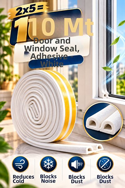 Tasarım Evi 2x5=10 Mt Door Tape and Window Seal Tape Adhesive White