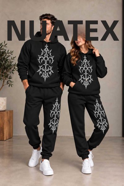 NUATEX 3-Threaded, Embroidered, Kangaroo Pocket, Tiribal Patterned, Regular F...