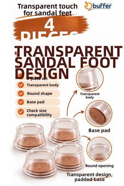 Buffer Transparent Round Chair Foot Stopper 4 Pieces, Chair Leg Protective Ca...
