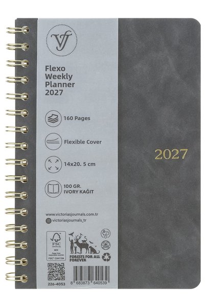 Victoria's Journals 2027 Yearly Weekly Agenda-Spiral Bound A5. Vegan Leather ...