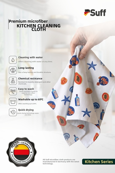 Suff Kitchen Microfiber Cloth Non-Marking Decorative Kitchen Countertop and Presentation Cloth 60X40 cm Sea Breeze