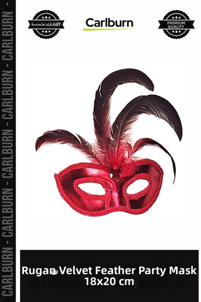 Carlburn Patent Leather Coated Feather Party Mask 18X20 cm Event Celebration ...