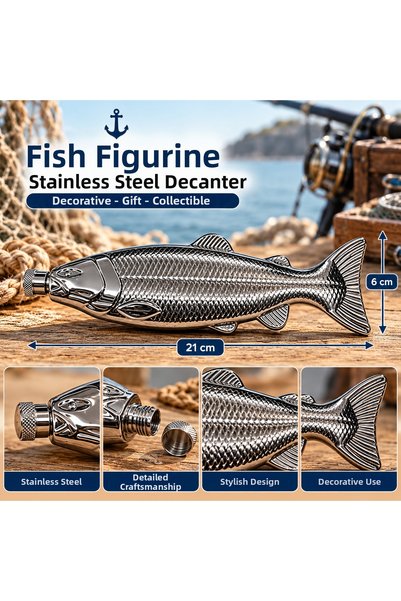 Mersi SHOP Fish Figured Stainless Steel Flask 21X6 cm Rainbow Colored Metal F...
