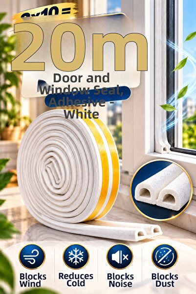 Tasarım Evi 2x10=20 Mt Door Tape and Window Seal Tape Adhesive White