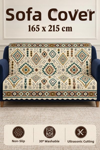 ALANUR Multi-Purpose Velvet Sofa Cover with Non-Slip Sponge 165X215 cm Modern...