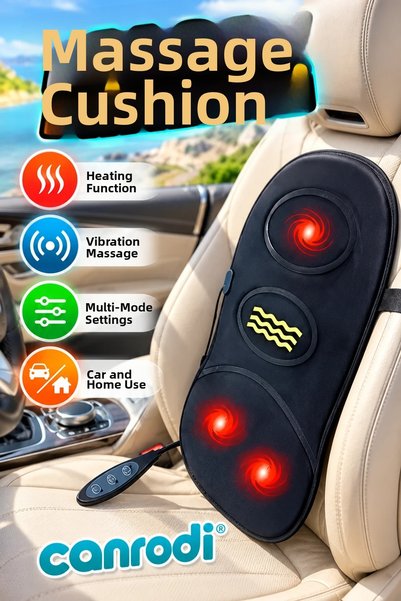 canrodi Heated Vibrating Massage Cushion – Multi-Mode Back and Lumbar Support...