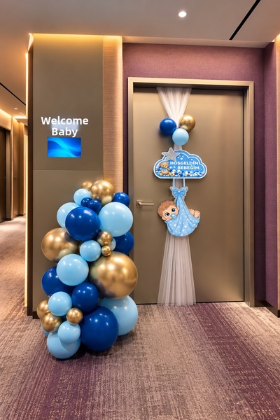 HAPPYLOOPPARTY Newborn Baby Boy Hospital Room Door Decoration Set Blue 50 Bal...