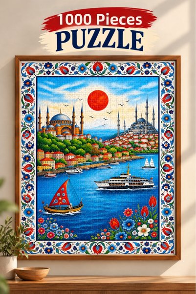 Tıfıl Toys لغز قنوات اسطنبول المكون من 1000 قطعة، مقاس 48 × 68 سم، لغز ممتع ب...