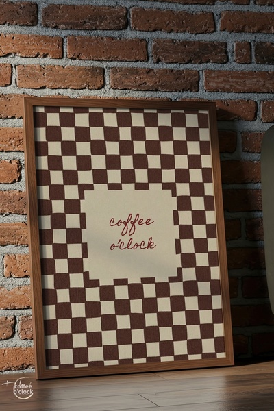 tablodea Coffee O'clock: Αφίσα με κορνίζα και με ρετρό σχέδιο Dama για τη γων...