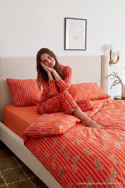 TRENDYOLMİLLA HOME Комплект еластичен чаршаф и плик за завивка с двойна живот...