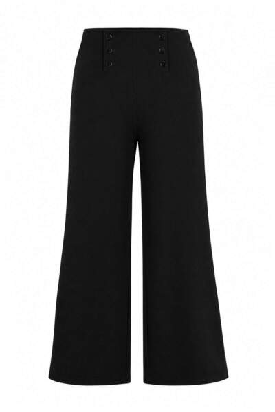 Trendyol Curve Pantaloni negri cu talie înaltă, cu picior evazat, cu detaliu ...