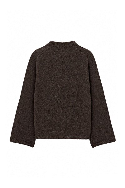 Trendyol Kollektion Brauner Oversize-Strickpullover aus Wollmischung mit Rund...