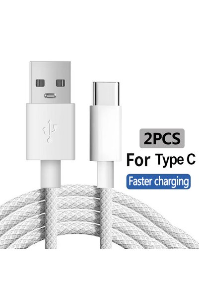 Choice 2m White 2pcs Usb A to Type C Fast Charging 30W Mobile Phone Date Cabl...