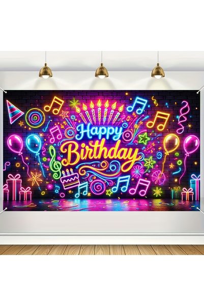 Choice1 150X100 MULTI Neon music birthday party background cloth with colorfu...