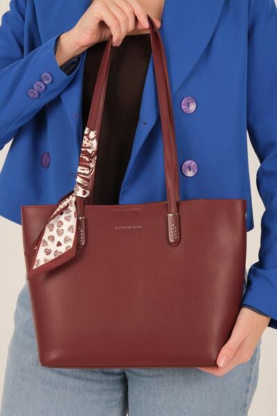 Silver Polo Burgundy - Burgundy Leather Women's Shoulder Bag Sp1238