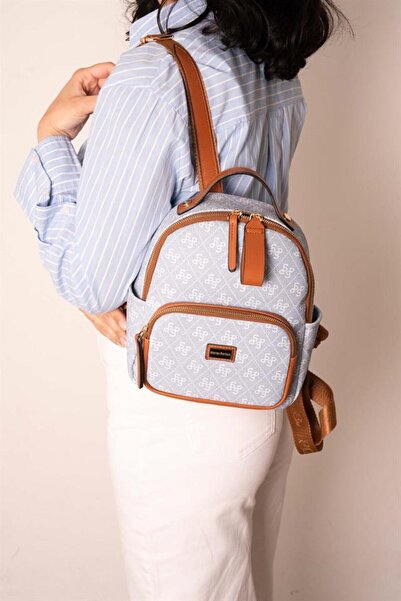 Silver Polo Rucsac pentru femei Blue - Tan Monogram SP1130