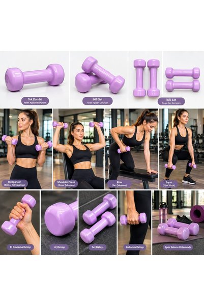 emre spor Vinyl Kaplı Deluxe Demir Dambıl Pcv Dambıl 1 Çift 0,5 Kg Dambıl 2 Adet