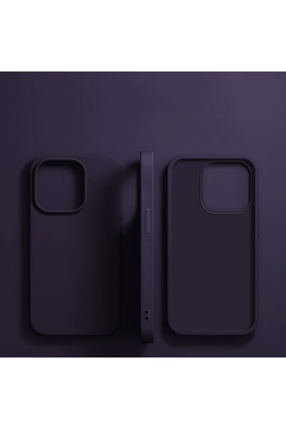 Choice جراب سيليكون سائل فاخر باللون الأرجواني الداكن لهاتف iPhone 15 Pro Max...
