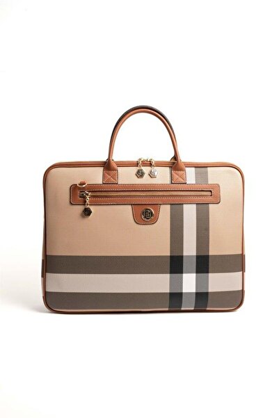 Silver Polo Beige - Tan Plaid Women's Laptop and Briefcase Bag Sp1175
