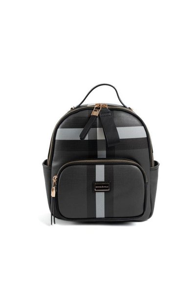Silver Polo Schwarz - Schwarzer karierter Damenrucksack SP1130