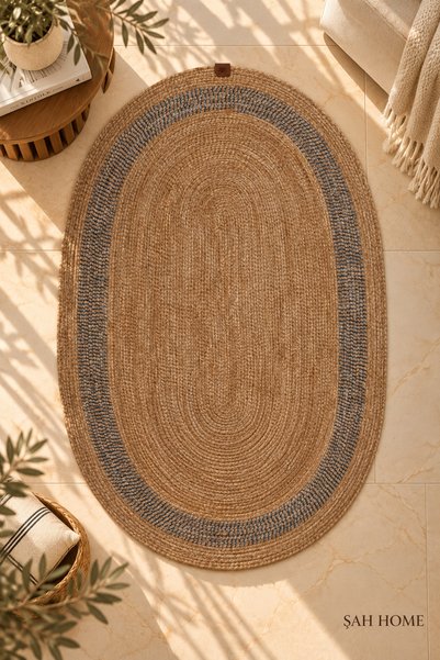 ŞAH HOME Oval Kilim Çok Amaçlı Leke Tutmaz Dokuma Dekoratif Salon Mutfak Halı...