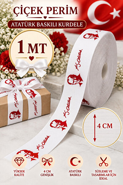 ÇİÇEK PERİMM Panglică grosgrain imprimată cu semnătura lui Çiçek Perim Atatür...
