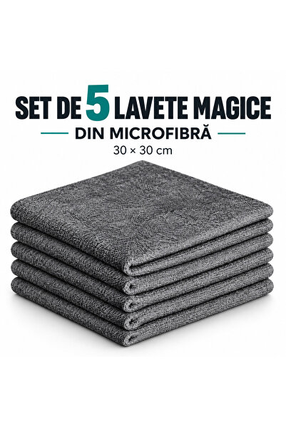 OEM Set 5 Lavete Magice din Microfibră 30x30 cm, Super Absorbante, Reutilizab...