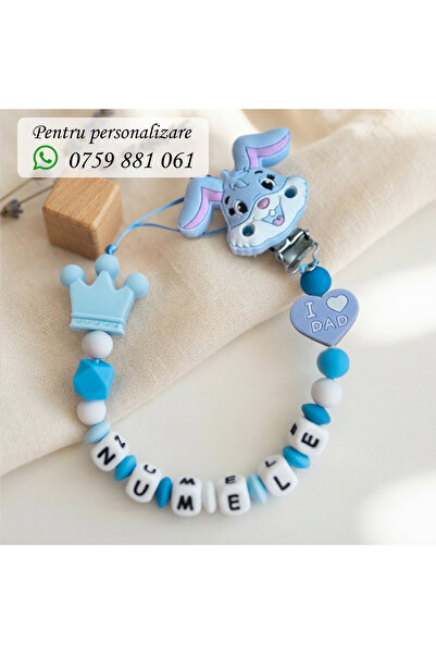 OEM Lantisor pentru suzeta, personalizat cu numele bebelusului, I LOVE DAD