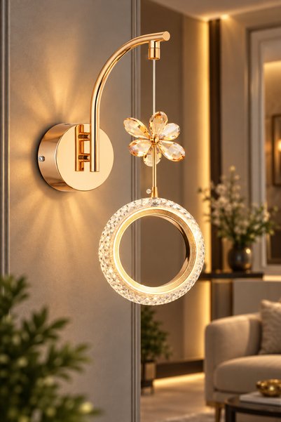 İstanbul Avize Halka Aplik Tekli Gold Aplik