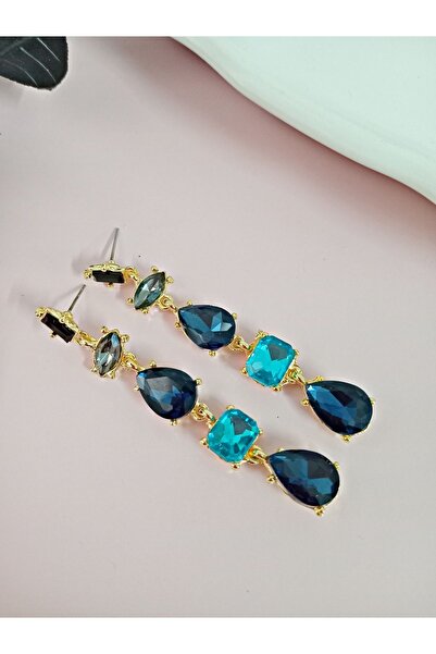 mos&more Mor Detaylı Kristal Taşlı Sallantılı Küpe
